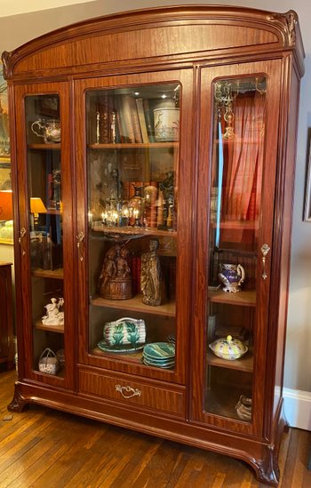 Bibliothèque , vitrine art nouveau en acajou