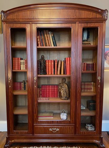 Bibliothèque , vitrine art nouveau en acajou