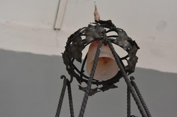 Lampadario da soffitto in ferro battuto con uva Art Déco 1930 Vasque Schneider