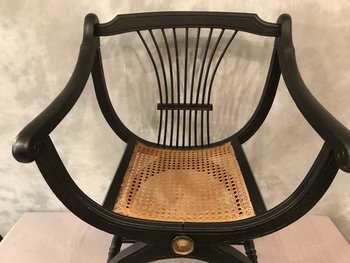 Painted Wood Dagobert Curule Armchair 1900