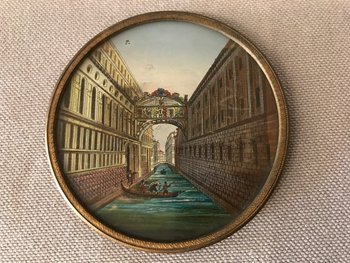 Miniature Round Eglossy Frame From Venice 18 Ã¨me