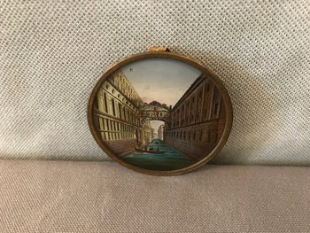 Miniature Round Eglossy Frame From Venice 18 Ã¨me