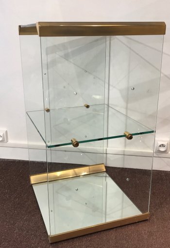 Vintage Glass And Brass Table Circa 1970