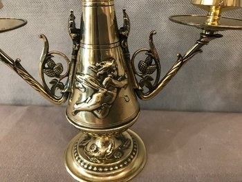 Bougeoir  double En Bronze  De Style Directoire D’époque 19ème