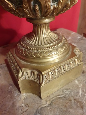 Pair Of Marble And Bronze Covered Pot Louis XVI Style