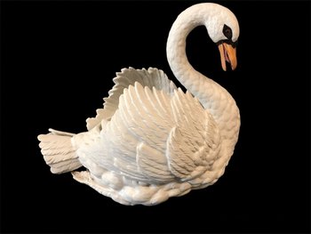 Large Swan In Biscuit Porcelain Of 19th Century ( Large Cache- Pot)