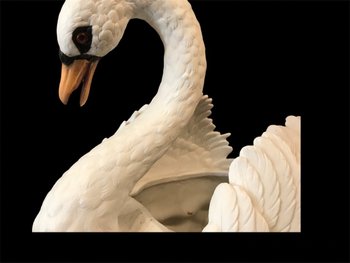 Large Swan In Biscuit Porcelain Of 19th Century ( Large Cache- Pot)