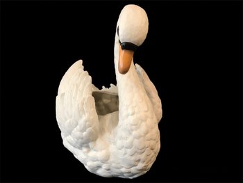 Large Swan In Biscuit Porcelain Of 19th Century ( Large Cache- Pot)