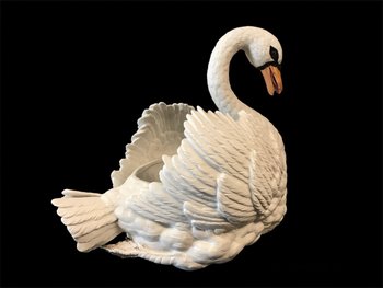 Large Swan In Biscuit Porcelain Of 19th Century ( Large Cache- Pot)