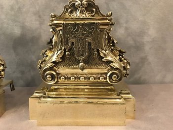 Pair Of Antique Bronze Period Louis XVI Style Chenets