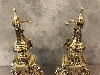 Pair Of Antique Bronze Period Louis XVI Style Chenets