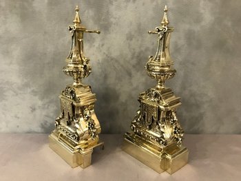 Pair Of Antique Bronze Period Louis XVI Style Chenets