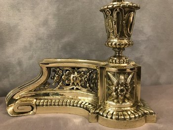 Pair Of Antique Bronze Period Louis XVI Style Chenets