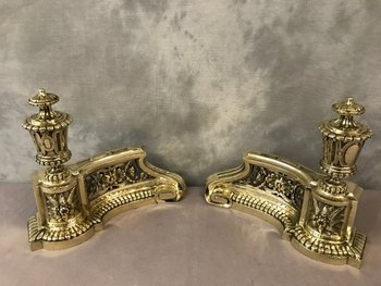 Pair Of Antique Bronze Period Louis XVI Style Chenets