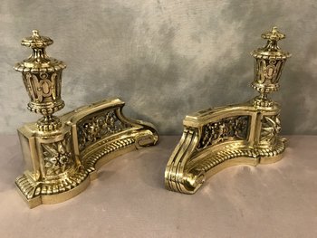 Pair Of Antique Bronze Period Louis XVI Style Chenets