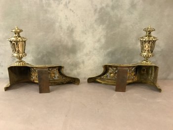 Pair Of Antique Bronze Period Louis XVI Style Chenets