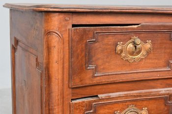 Curved Walnut Commode Eighteenth Time With 3 Snail Feet Drawers