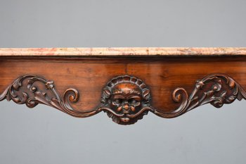 Superb Napoleon III Mahogany Console Mahogany Veneer Richly Carved Nineteenth