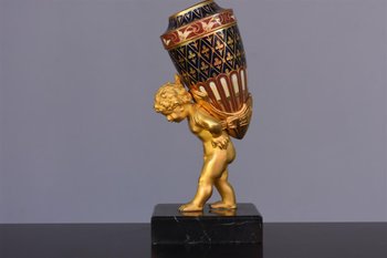 Soliflore Aus vergoldeter Bronze Napoleon III und Cloisonne mit der Neunzehnten Babytrage