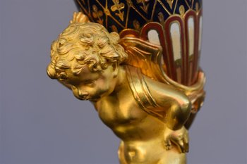 Soliflore Aus vergoldeter Bronze Napoleon III und Cloisonne mit der Neunzehnten Babytrage