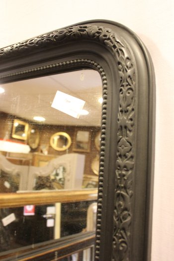 Louis Philippe Mantelpiece Mirror, Deep Black Patina 80 X126cm