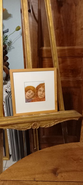 Portrait of two children: watercolor