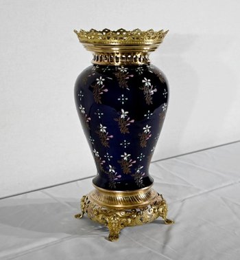 Vase en Céramique et Bronze Doré, Manufacture Boch Frères Keramis – Fin XIXe