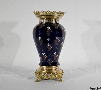 Vase en Céramique et Bronze Doré, Manufacture Boch Frères Keramis – Fin XIXe