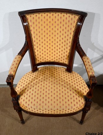 Pair of Mahogany Armchairs, Louis XVI style - 2nd part of the XIXth century