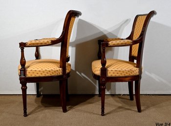 Pair of Mahogany Armchairs, Louis XVI style - 2nd part of the XIXth century