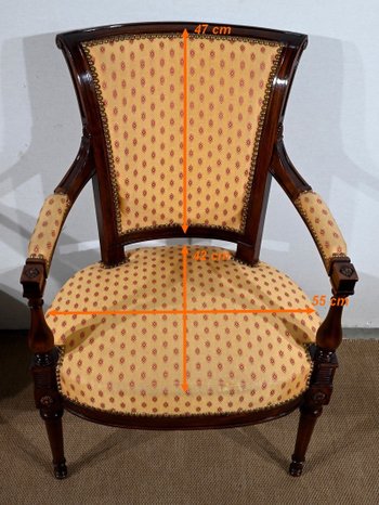 Pair of Mahogany Armchairs, Louis XVI style - 2nd part of the XIXth century