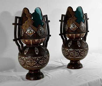 Important Cloisonné Ceramic Vases, Hispano-Moorish - Late 19th century