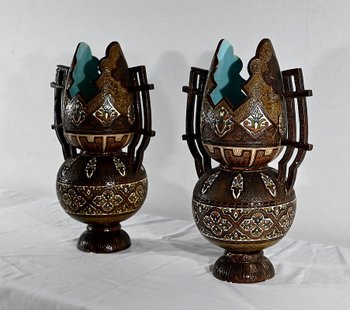 Important Cloisonné Ceramic Vases, Hispano-Moorish - Late 19th century