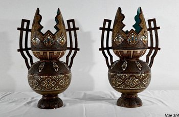 Important Cloisonné Ceramic Vases, Hispano-Moorish - Late 19th century