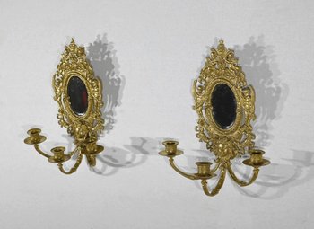 Pair of gilded bronze wall lights, Napoleon III period - mid 19th century