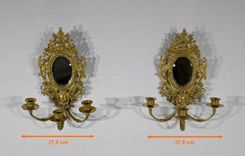 Pair of gilded bronze wall lights, Napoleon III period - mid 19th century