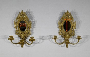 Pair of gilded bronze wall lights, Napoleon III period - mid 19th century