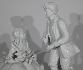 Faïence « Couple de Galants », d’après F.Boucher, Sèvres – Fin XIXe