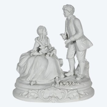 Faïence « Couple de Galants », d’après F.Boucher, Sèvres – Fin XIXe