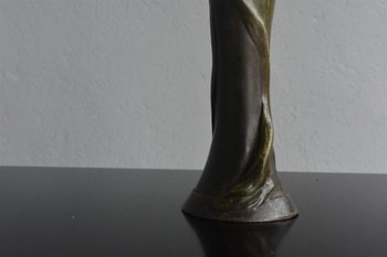 Coppia di vasi Art Nouveau patinato verde 1900 firmati Anton Nelson