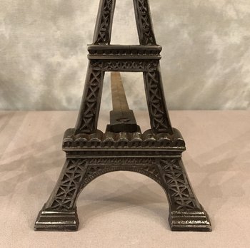 Old Andirons In Polished Cast Iron Representing The Eiffel Tower Around 1900