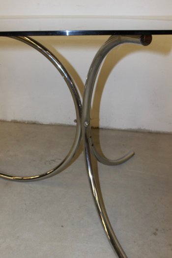 Smoked glass table with chrome base circa 1970