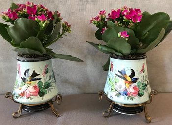 Pair Of Small Porcelain Pot-Holders From Old Paris 19th Century