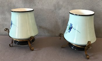 Pair Of Small Porcelain Pot-Holders From Old Paris 19th Century