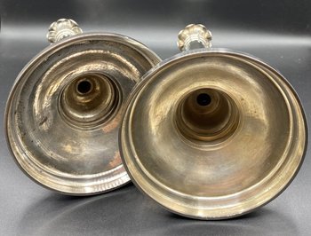 PAIR OF SILVER TORCHES