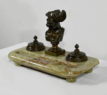 Important Inkwell in Onyx from Pakistan and Bronze - Late 19th century