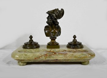 Important Inkwell in Onyx from Pakistan and Bronze - Late 19th century