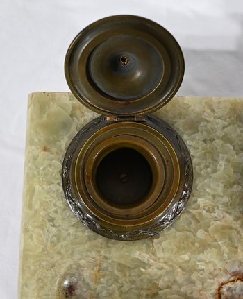 Important Inkwell in Onyx from Pakistan and Bronze - Late 19th century