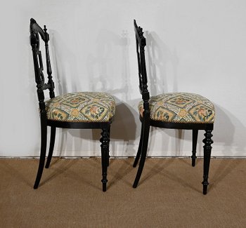 Paire de Chaises laquées noires, style Louis XVI, époque Napoléon III – Milieu XIXe