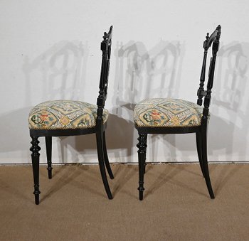 Paire de Chaises laquées noires, style Louis XVI, époque Napoléon III – Milieu XIXe